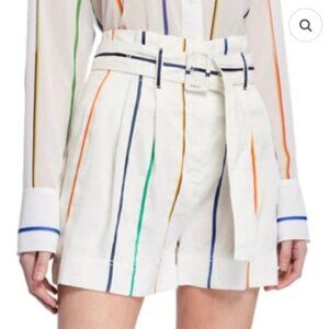Derek Lam Belted Rainbow Stripe Shorts, size 4